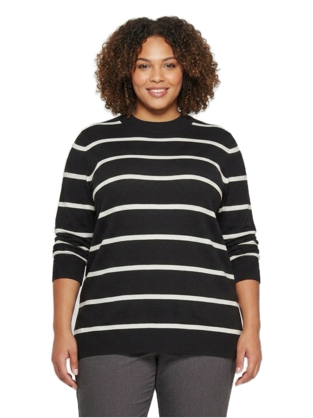 City Chic Olivia Black and White Striped Tunic Sweater size 16
